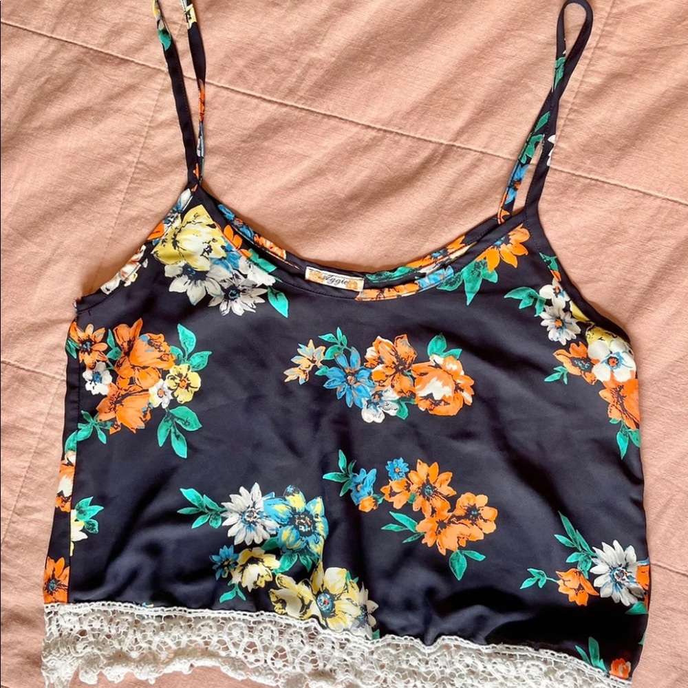 Navy Floral Tank Top